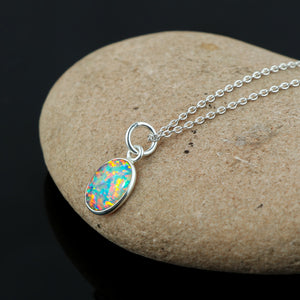 Glamorous look in 1,3 Ct White Dot Ethiopian Opal Pendant in 925 Silver