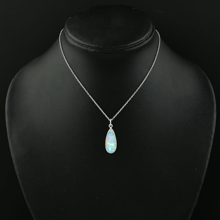 Excluvie Pendant Design in 1.3 Ct White Line Ethiopian Opal crafted in 925 silver