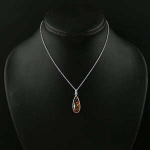 Unmatched Craftsmanship in 1.3 Black Line Ethiopian Opal Pendant in 925 silver