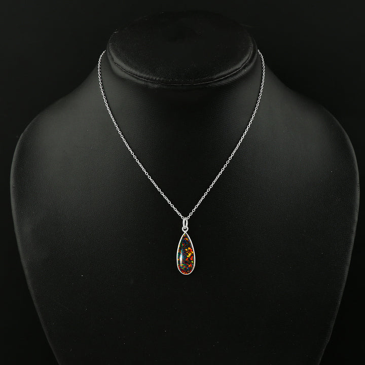 Unmatched Craftsmanship in 1.3 Black Line Ethiopian Opal Pendant in 925 silver