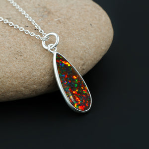 Crafted 925 silver on 1.3 Ct Black Line Ethiopian Opal Pendant