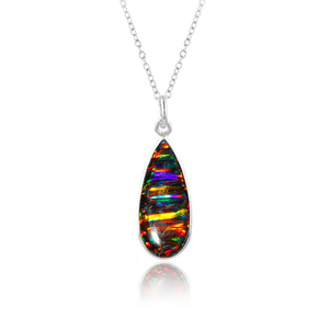 Dazzling beauty offered with 2.5 Ct Black Line Ethiopian Opal Pendant mounted on 925 Silver