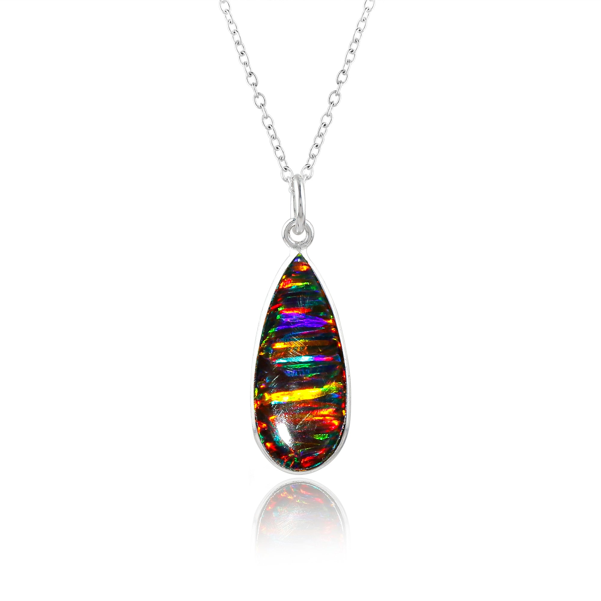 Dazzling beauty offered with 2.5 Ct Black Line Ethiopian Opal Pendant mounted on 925 Silver