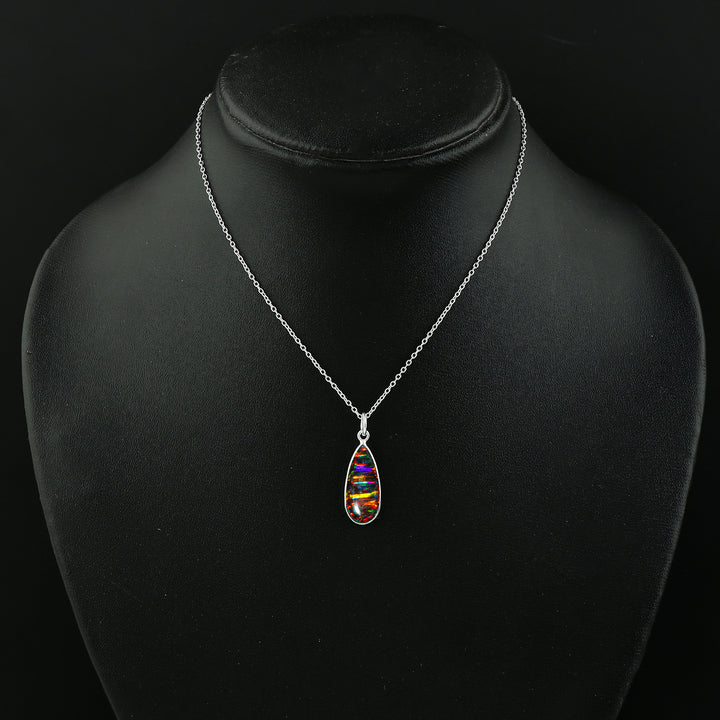 Rare quality 2.5 Ct Black Line Ethiopian Opal Pendant with 925 silver touch