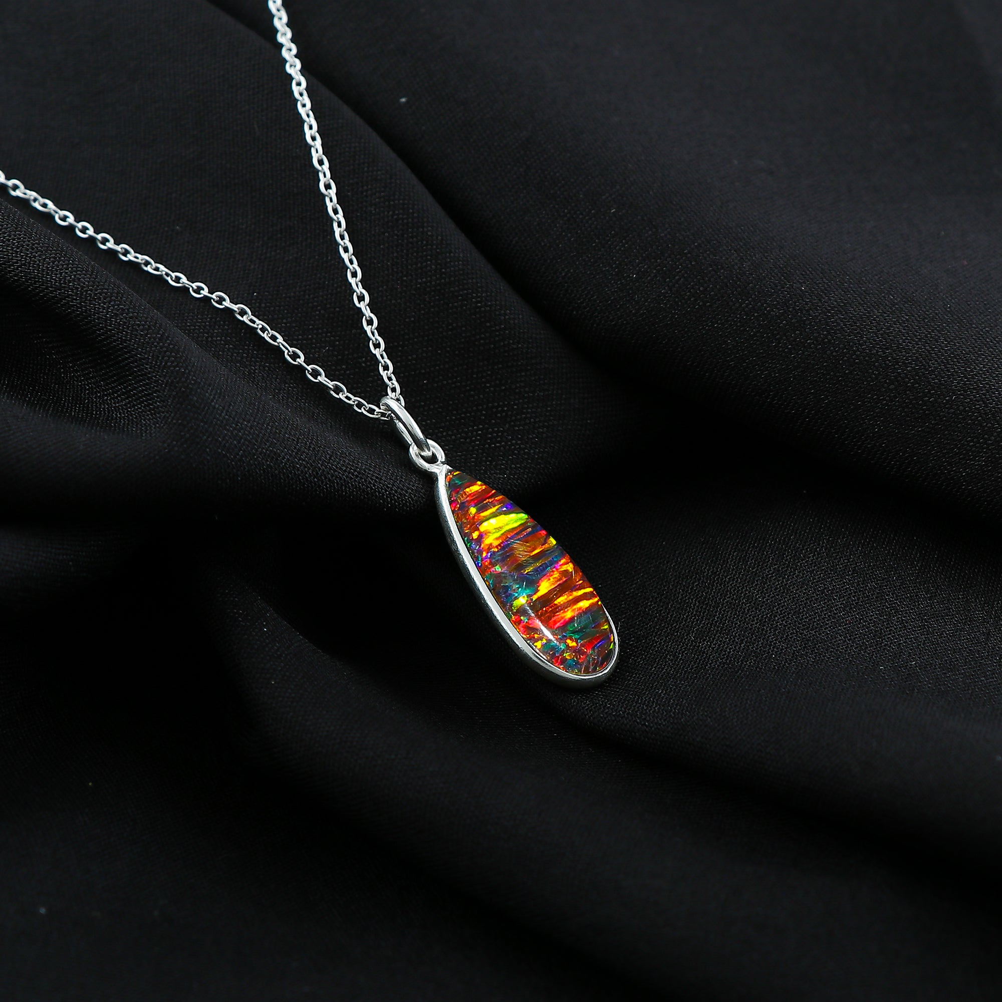 Certified 2.5 Ct Black Line Ethiopian Opal Pendant