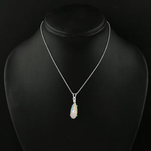 Handicrafted 2.5 Ct White Dot Ethiopian Opal Pendant in sterling 925 silver