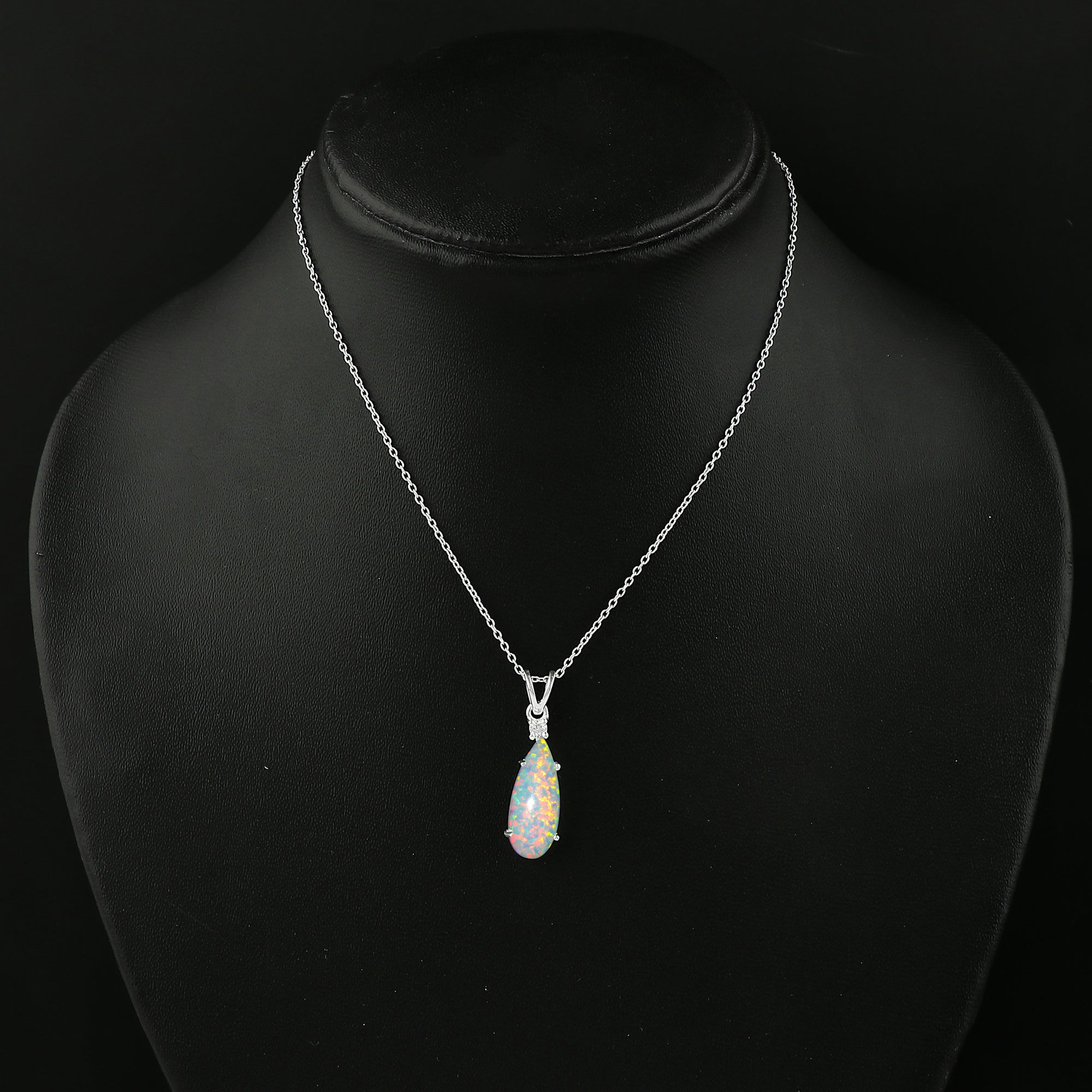Handicrafted 2.5 Ct White Dot Ethiopian Opal Pendant in sterling 925 silver