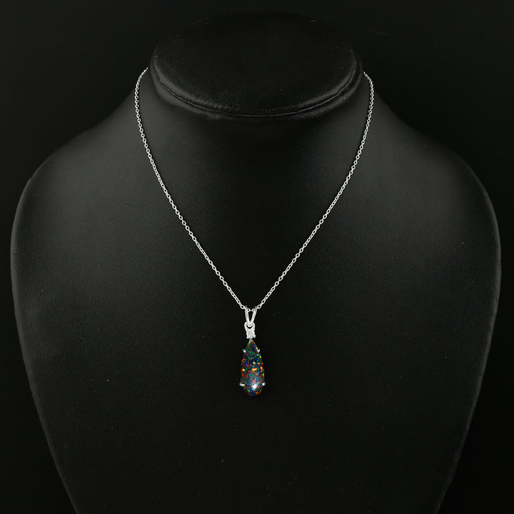 Dazzling Jewelry design in Pear shape 2.5 Ct Black Dot Ethiopian Opal Pendant