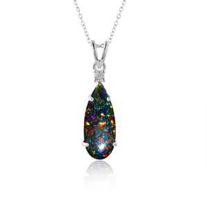 Sterling 2.5 Ct Black Dot Ethiopian Opal Pendant, Perfect for Jewelry