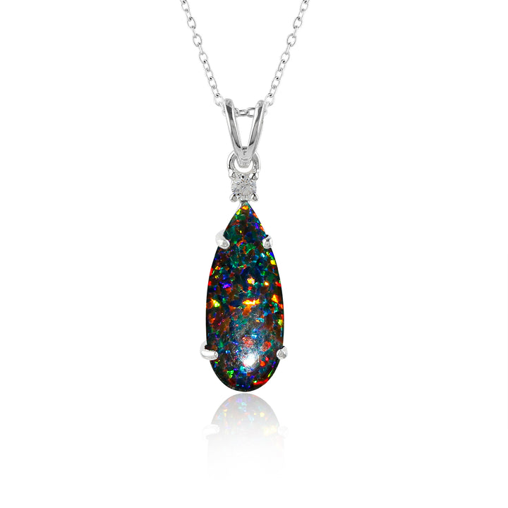 Sterling 2.5 Ct Black Dot Ethiopian Opal Pendant, Perfect for Jewelry