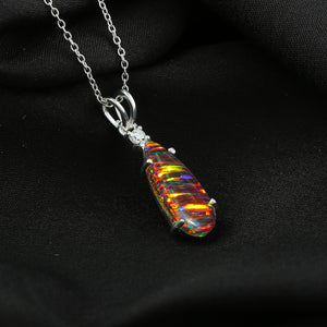 Stunning 925 silver set 2.5 Ct Black Line Ethiopian Opal Pendant