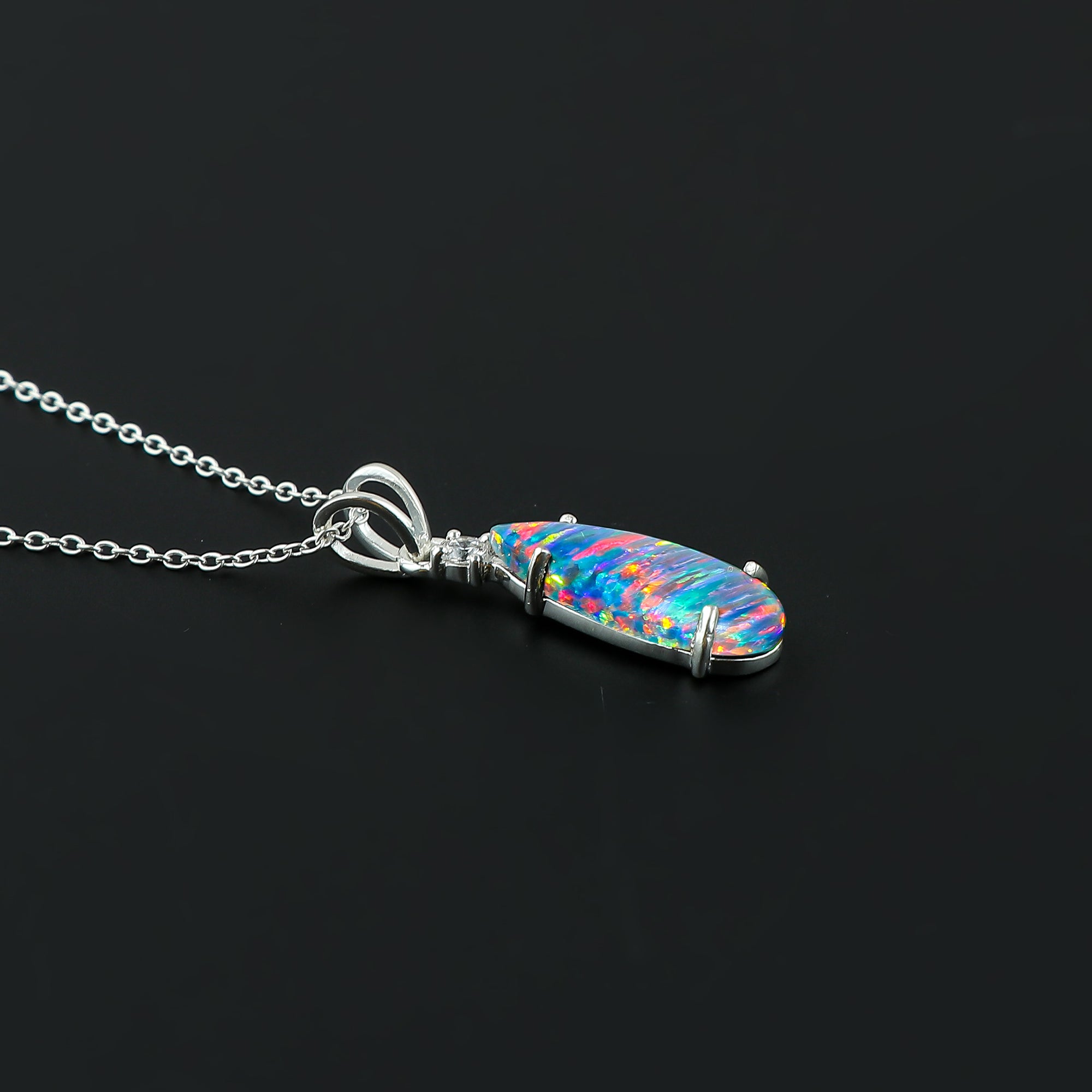 Pear Shape stone, 2.5 Ct Blue Line Ethiopian Opal Pendant