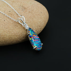 Luxury Jewelry look with 2.5 Ct Blue Line Ethiopian Opal Pendant