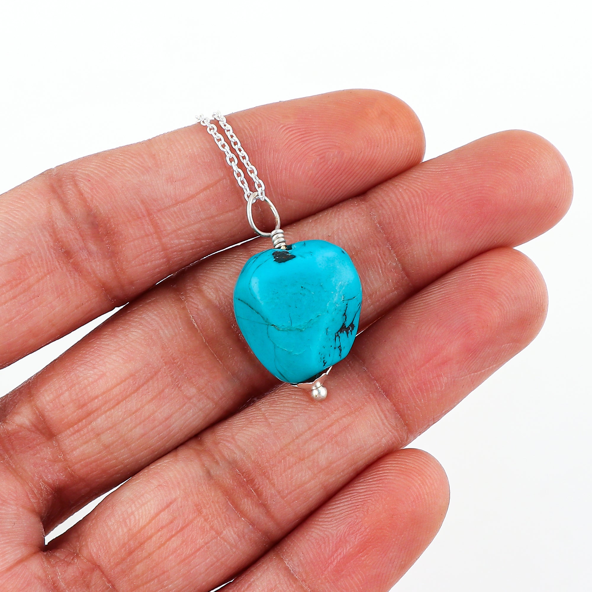 15–20mm Rough Turquoise Gemstone Pendant for Women – Healing Jewelry