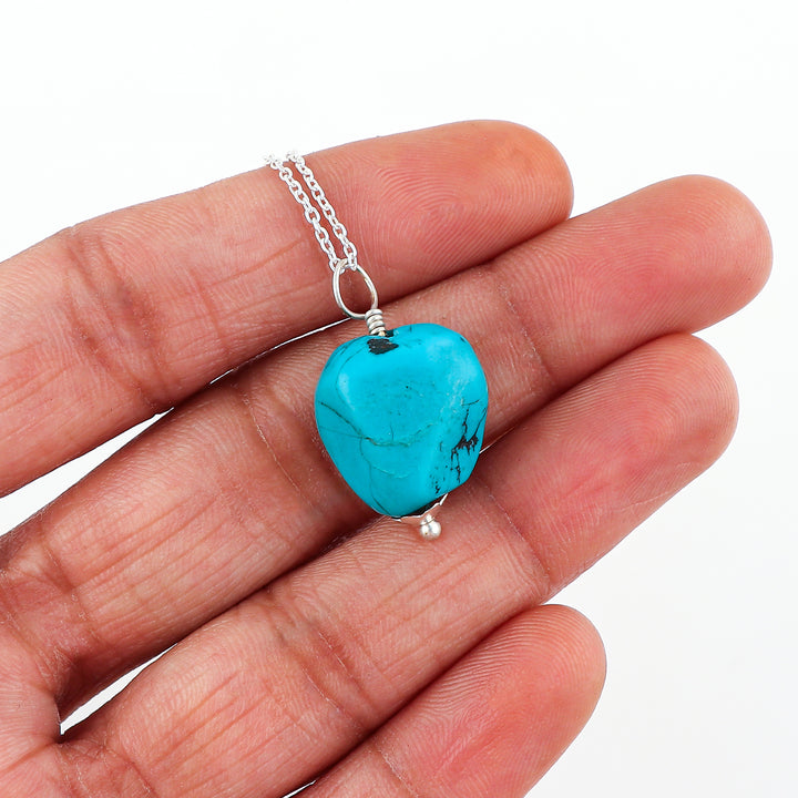 15–20mm Rough Turquoise Gemstone Pendant for Women – Healing Jewelry