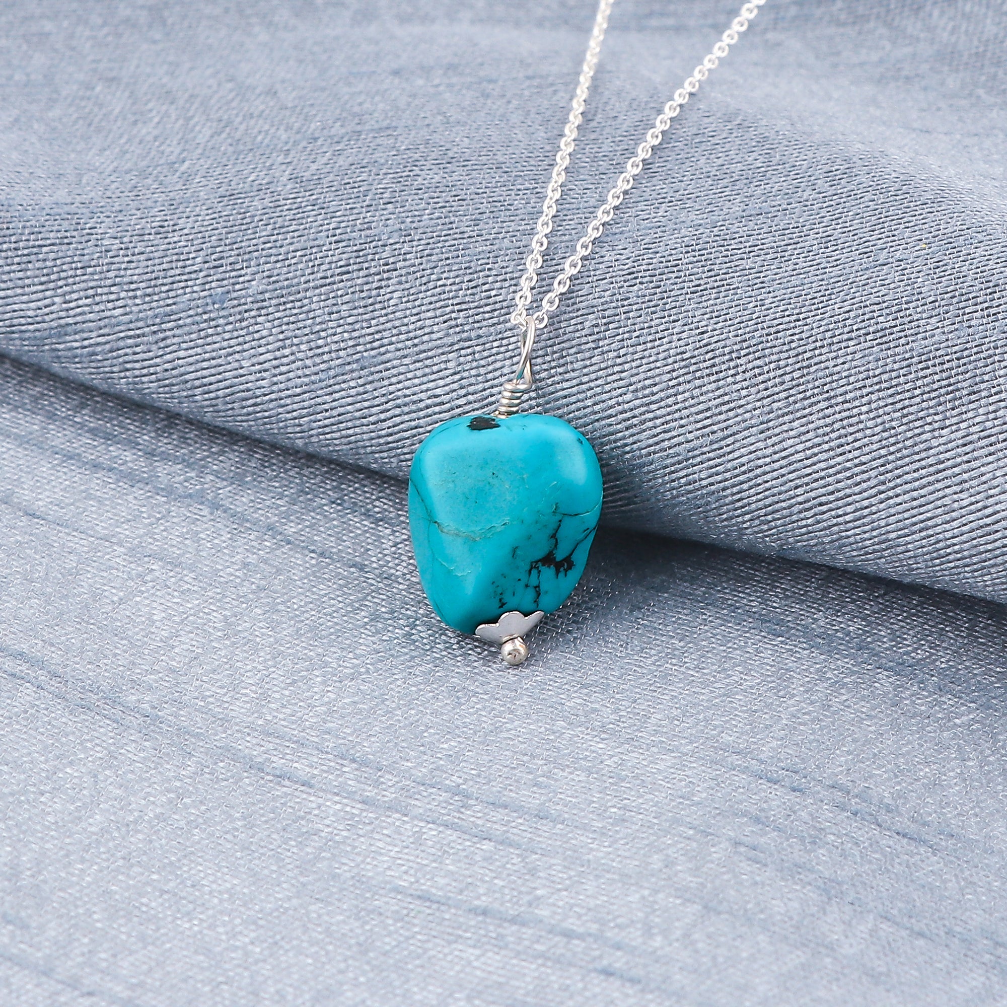 AA+ Natural Turquoise Raw Stone Necklace – Chakra Healing Jewelry