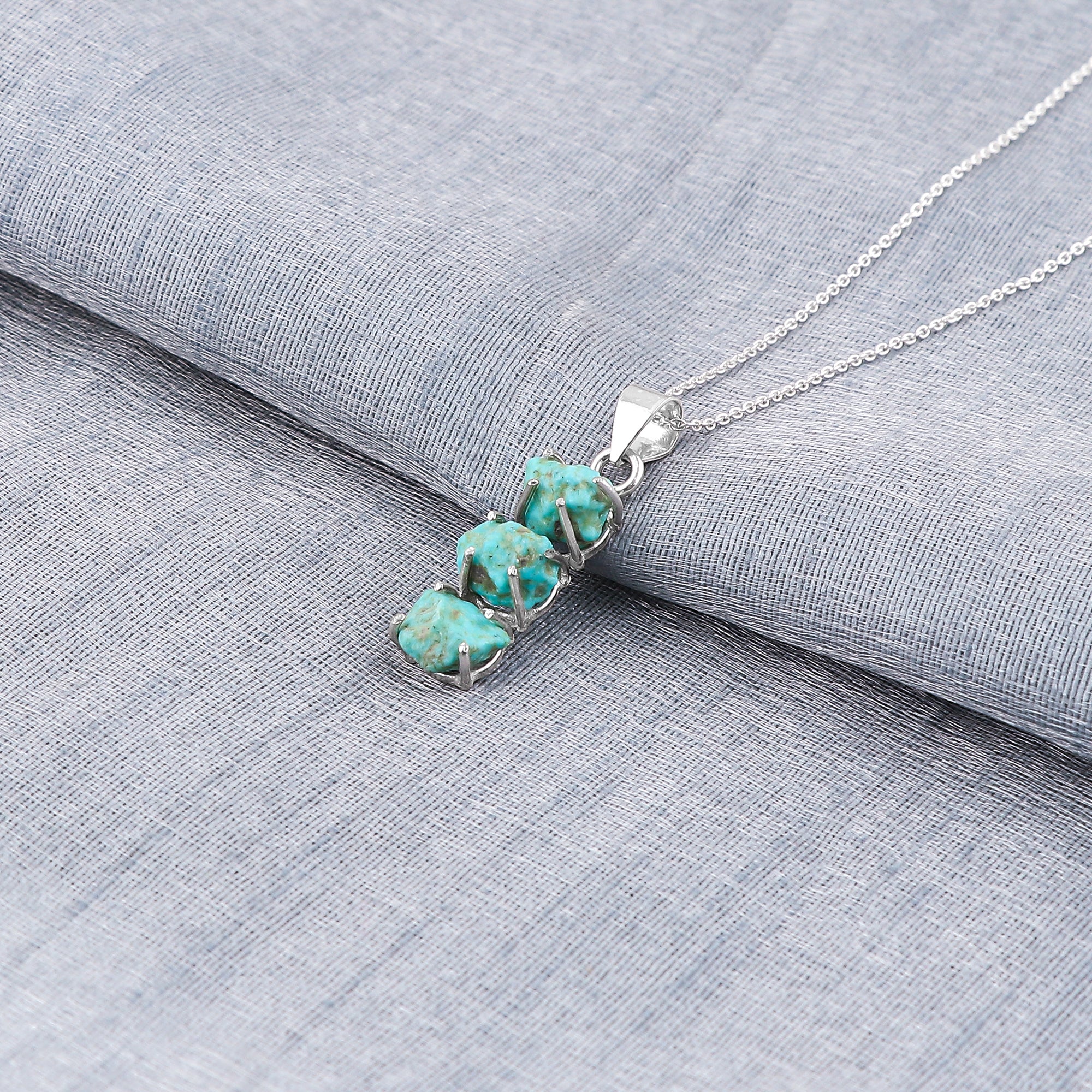 Unique Rough and Irregular shaped Turquoise Pendant Necklace for healing energies. 