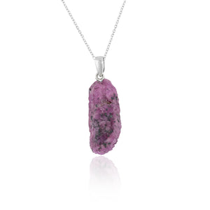 Natural Ruby Raw Crystal Pendant Necklace with Gold Plated Brass Chain