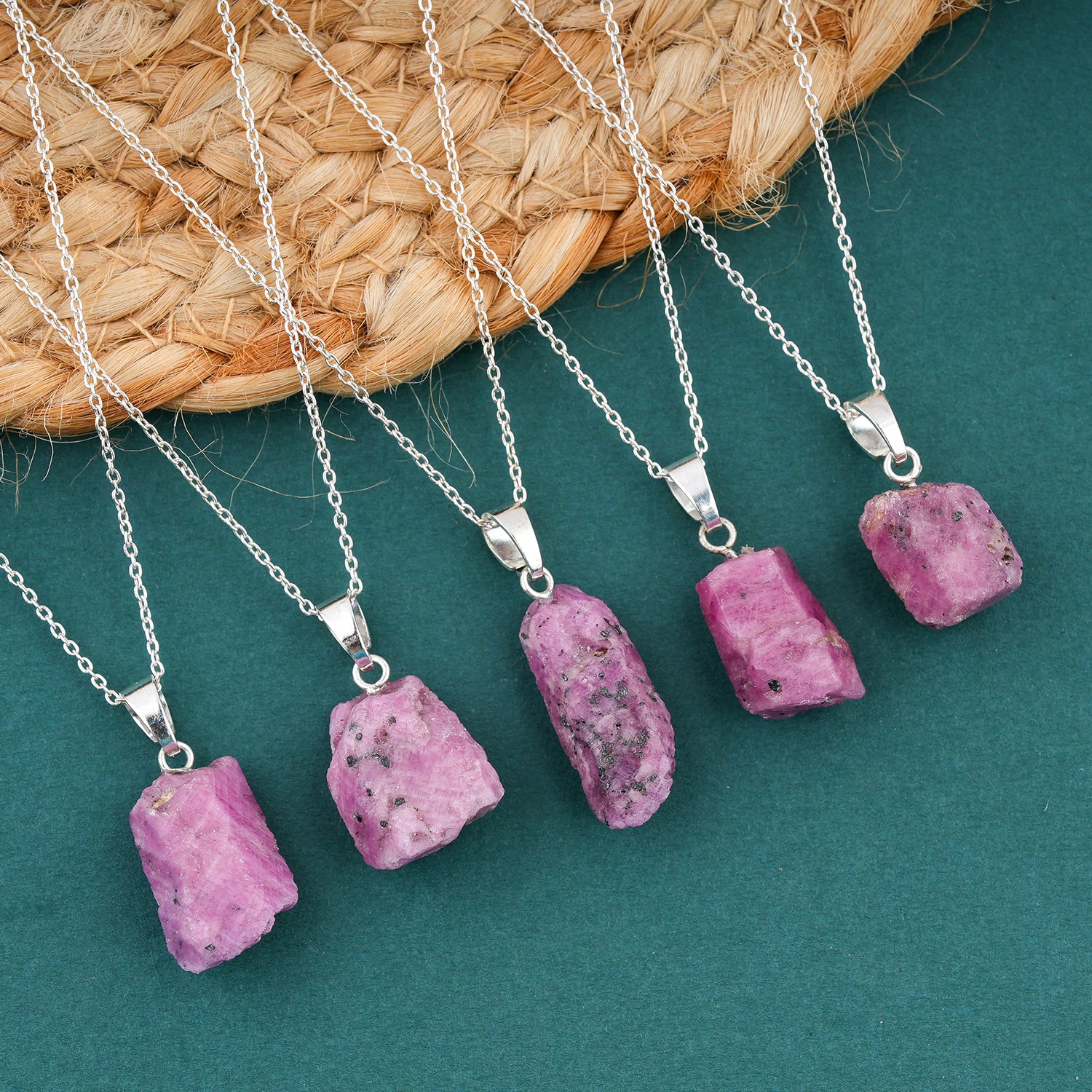 Stunning Healing Crystal Gemstone crafted in Ruby Raw Pendant Necklace