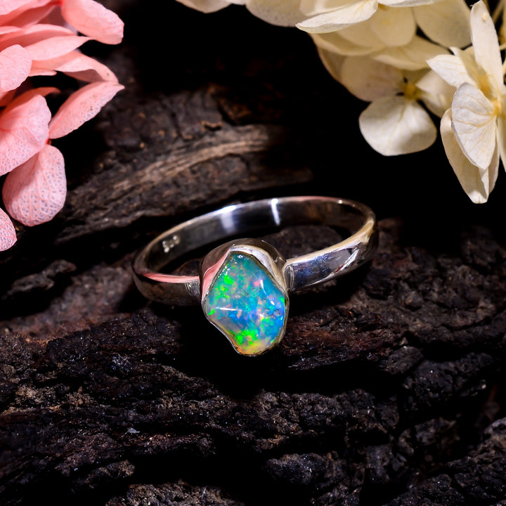 Stunning White Ethiopian Opal Rings in 925 Sterling Silver