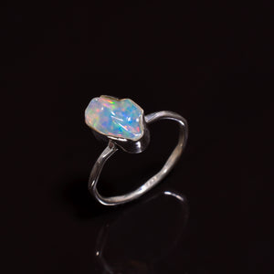 Premium Quality Raw White Ethiopian Opal polished in 925 sterling silver, set in AA++ Natural Gemstone 