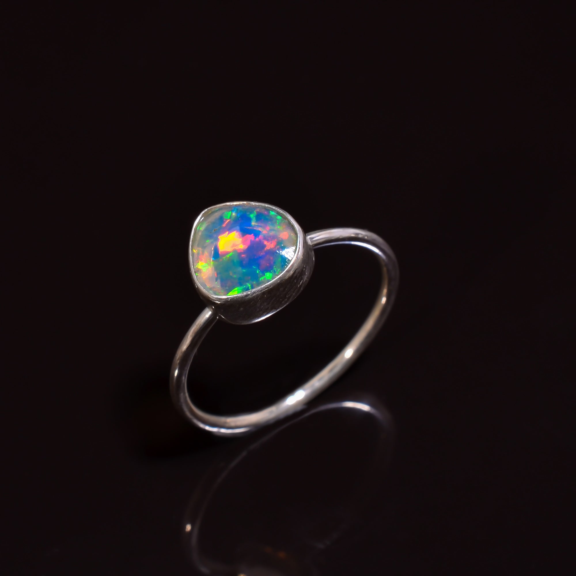 Handpicked Natural White Raw Ethiopian Opal Ring for Women 