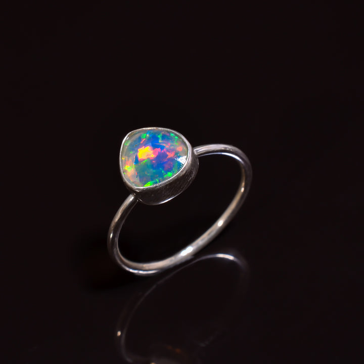 Handpicked Natural White Raw Ethiopian Opal Ring for Women 