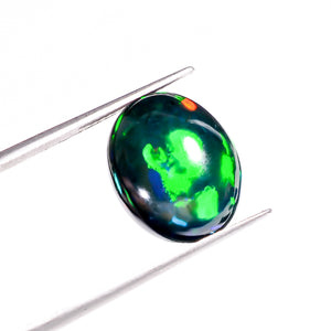 Oval Shape 5.5 Ct Black Ethiopian Opal Cabochon flashing excellent Fire play