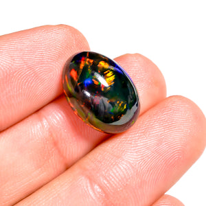 Eye-catching 6.5 Ct Natural Black Ethiopian Opal Cabochon in Oval Shape Gemstone