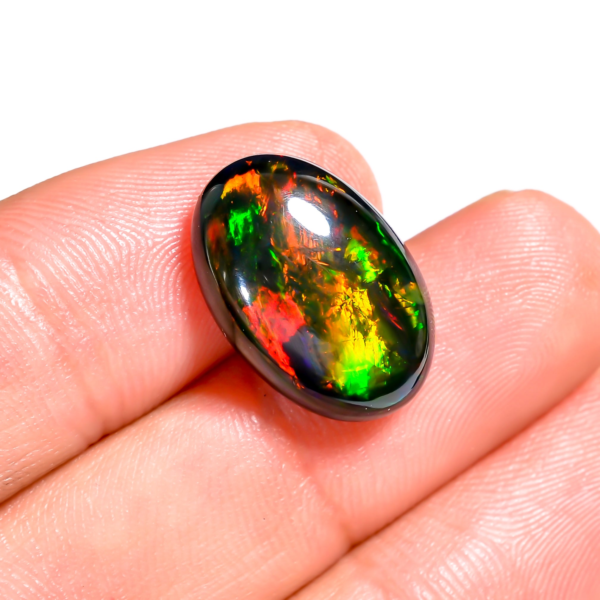 7 Ct Black Ethiopian Opal Gemstone- Fiery Fire Play