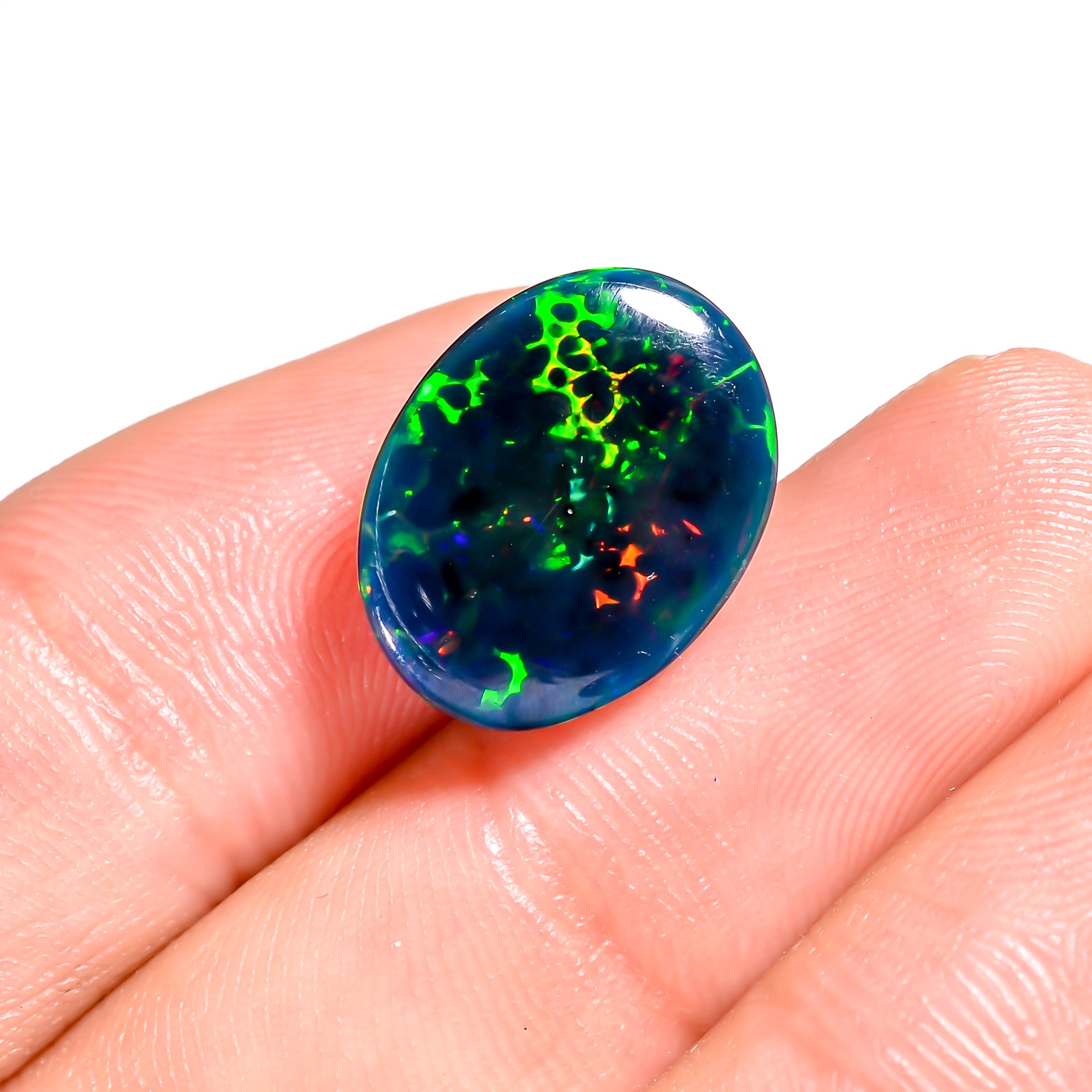 Hand-Selected Gemstone in 5.5 Ct Black Ethiopian Opal Cabochon - Natural and Ethically Sourced