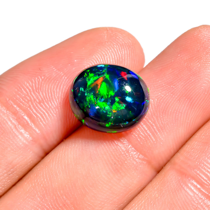Oval Shape 4.5 Ct Black Ethiopian Opal - Natural and Ethically extracted loose gemstone with Play of Fire