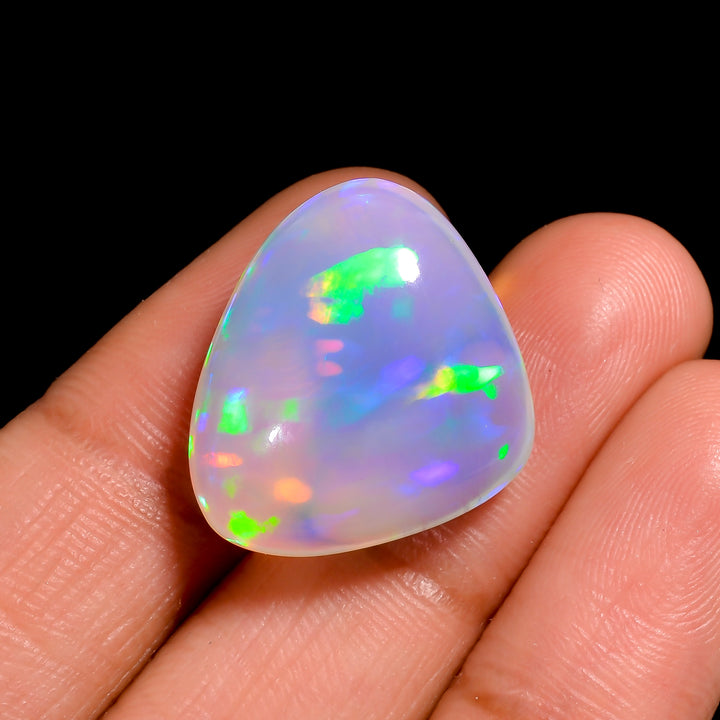 Genuine White Ethiopian Opal loose cabochon heart-shaped stone for your loved ones  
