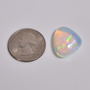 Heart-shaped 16.50 carat White Ethiopian opal gemstone with multi-flashy color
