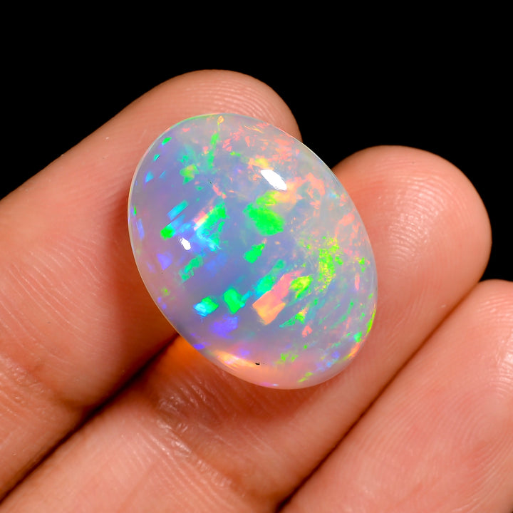 Fire Rainbow White Ethiopian Opal 8.50 Ct Loose Stone, perfect for jewelry 
