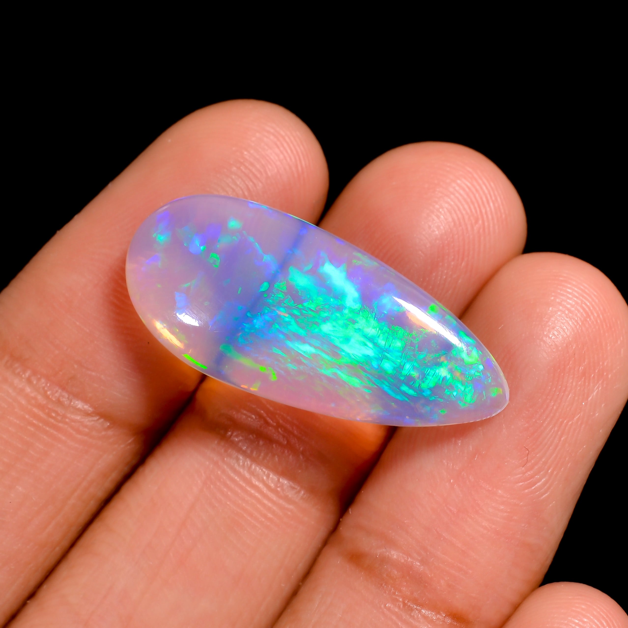Natural White Ethiopian Opal cabochon