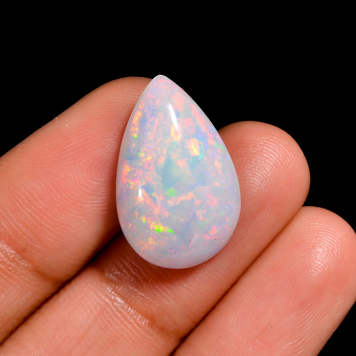 Pear shape White Opal Multi Fire Gemstone 

