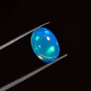 Blue Fire Sky Blue Ethiopian Opal Oval Gemstone
