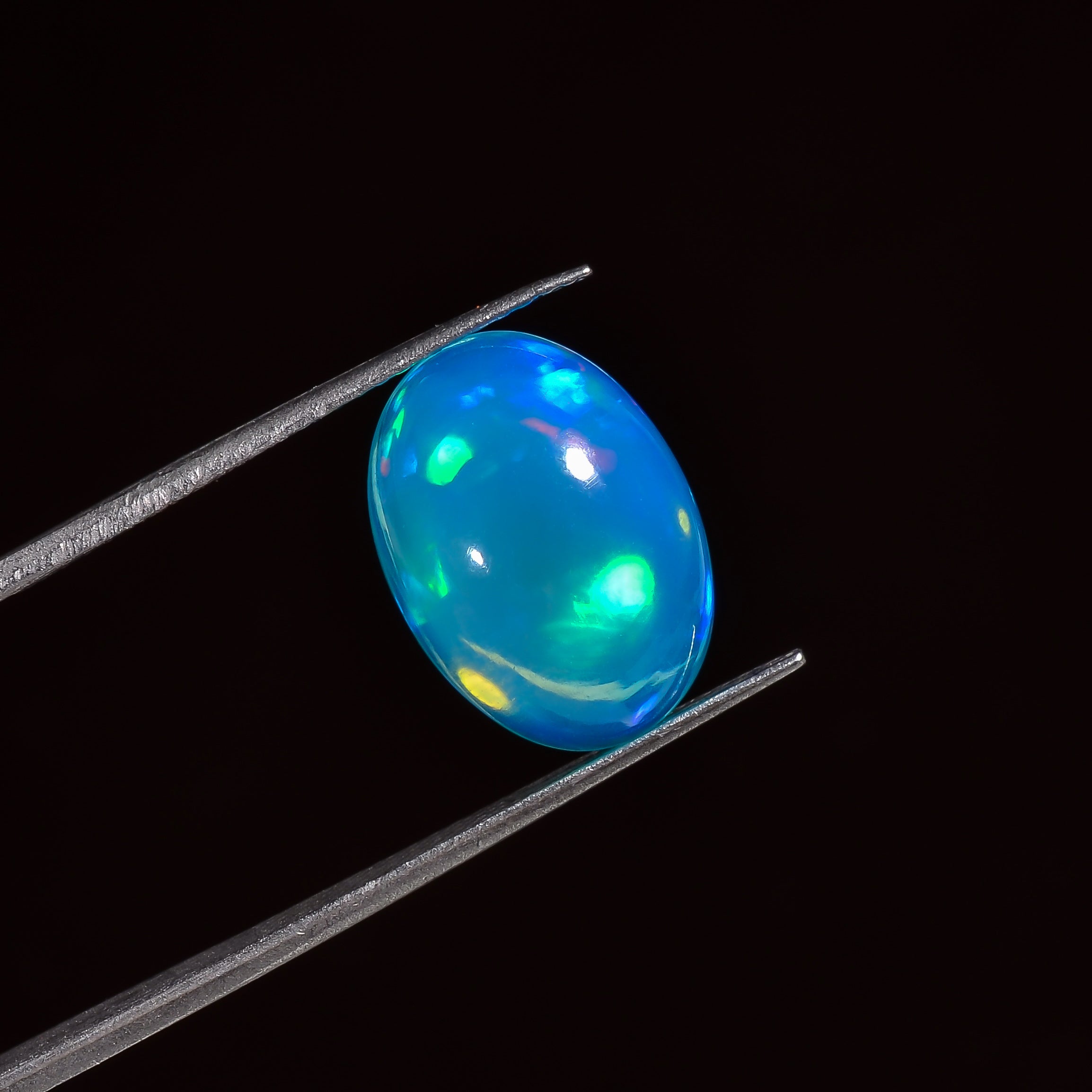 Blue Fire Sky Blue Ethiopian Opal Oval Gemstone
