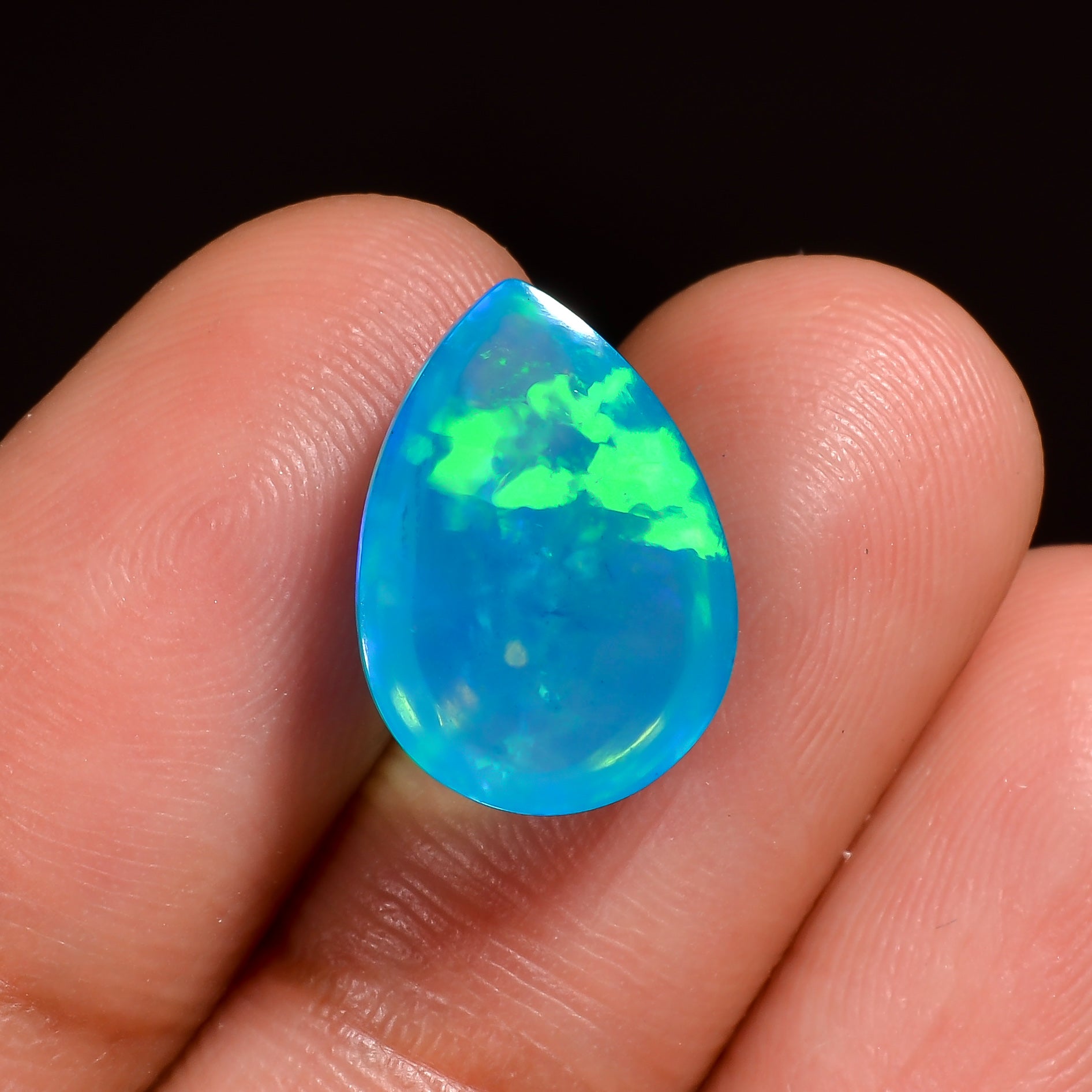 3.5CT Sky-blue Ethiopian Opal Cabochon - Pear Shape, 14X9X5 MM