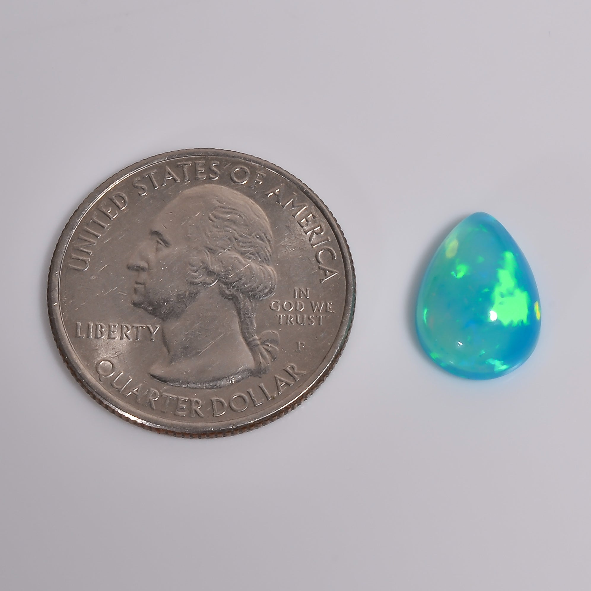 3.50 carat Sky Blue Ethiopian Opal Cabochons, Pear-shaped gemstone
