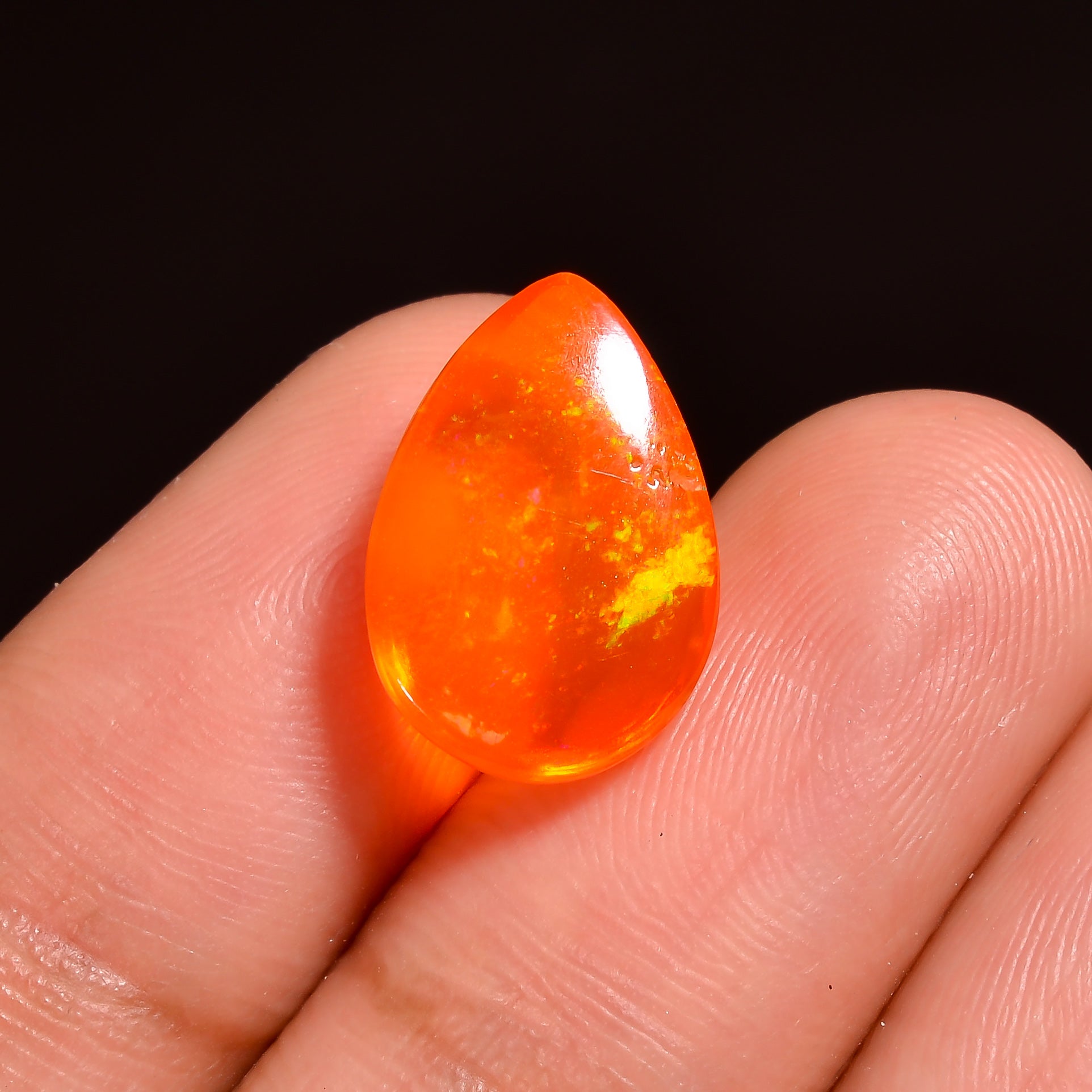 Orange Ethiopian Cabochons Pear Loose Gemstone Gift for her 
